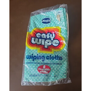 NEW Vintage 80s Magla Easy Wipe Green Absorbent‎ 8 Pcs Re-Usable Wiping Cloths